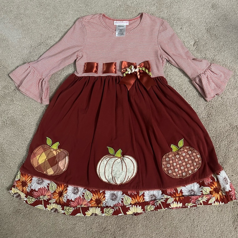 Bonnie Jean Red and White Striped Pumpkin Dress